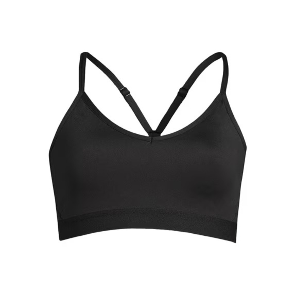 Athletic Works Womens Sports Bra Size L Black Racerback Mesh Back V-Neck Active
